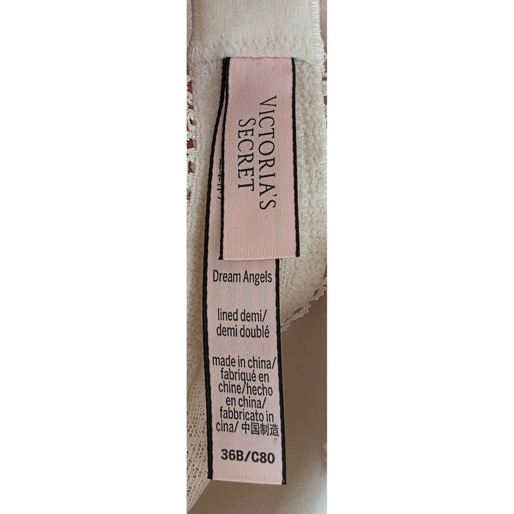 Victorias Secret Dream Angels Lined Demi Bra Cream Ivory Lace 36B Underwire - Picture 3 of 3